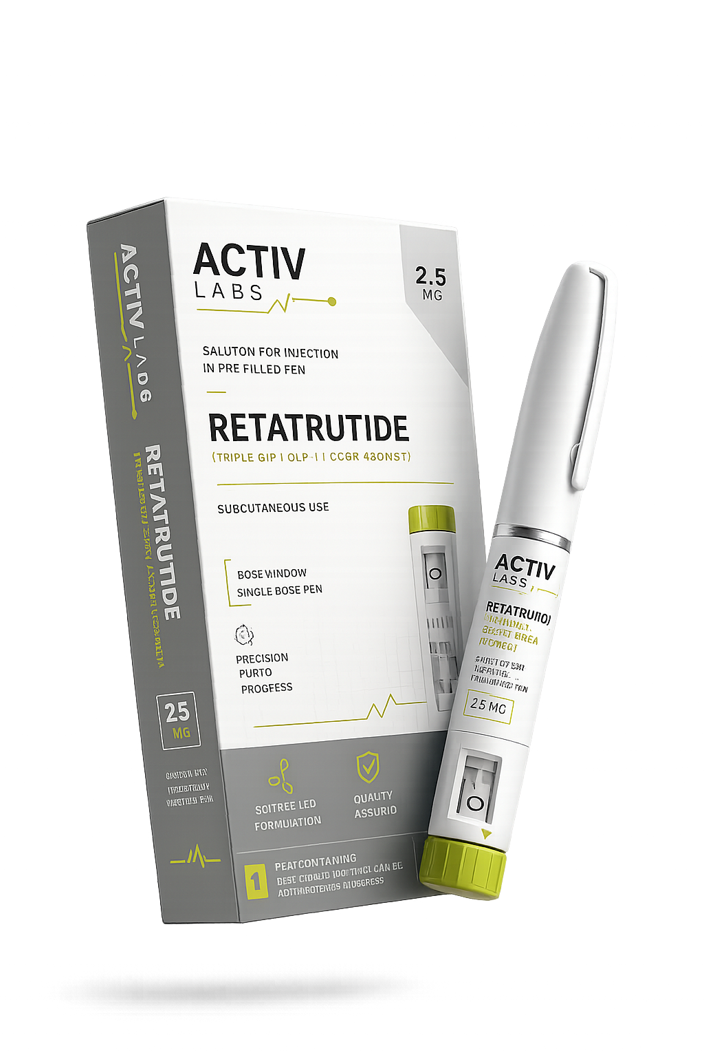 ACTIV LABS pre-filled Retatrutide pen and packaging